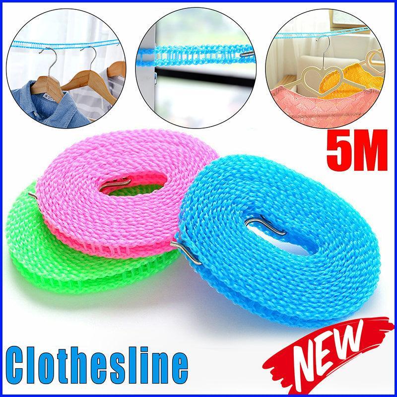 Food Dehydrators: Portable 5M Travel Clothes Line Washing Rope Non Slip Airer Laundry Clothesline - Blue