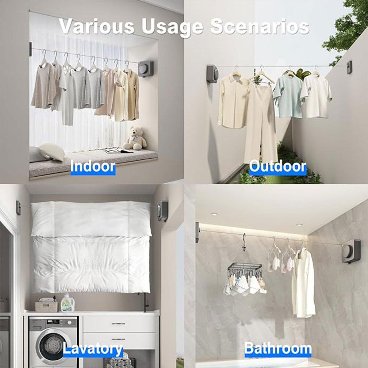 Drying Racks & Hangers: Invisible Wall Mounted Clothesline for Hotel Bathroom Sunbed Laundry Drying Rope