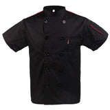 Aprons: Black Unisex Mesh Sleeve Chef Coat Jacket Restaurant Hotel Cook Short Uniform - 2XL