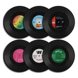 6PCS Retro Vinyl Record Drink Coasters Set - Round ABS Cup Mats for Home or Bar