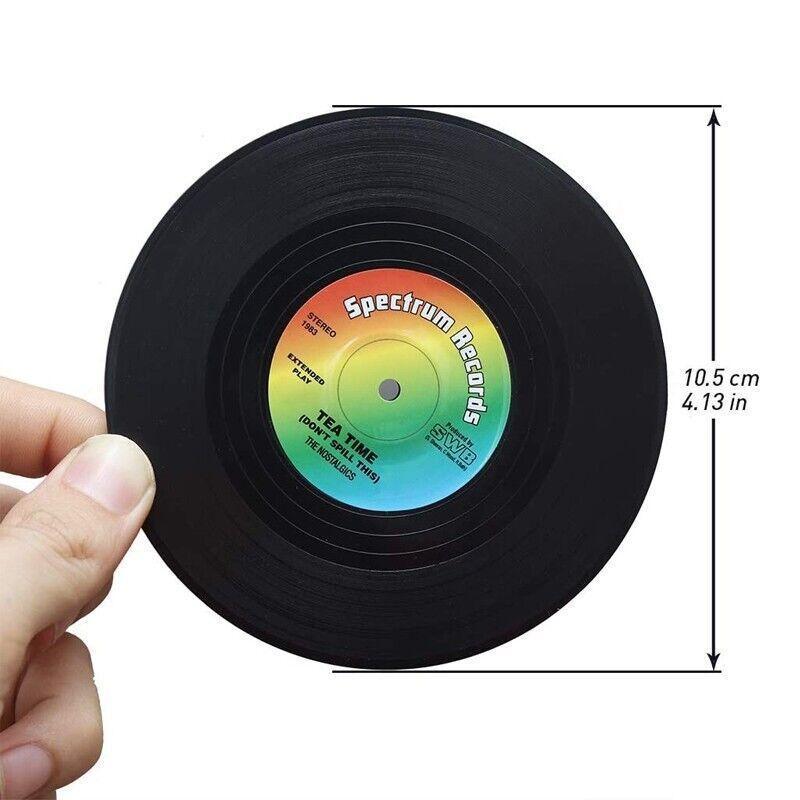 Coasters: 6PCS Retro Vinyl Record Drink Coasters Set - Round ABS Cup Mats for Home or Bar