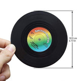 6PCS Retro Vinyl Record Drink Coasters Set - Round ABS Cup Mats for Home or Bar