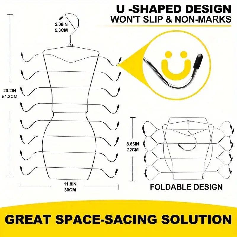 Clothing & Wardrobe Storage: 2pcs 8 Tier Metal Clothes Hanger Underwear Storage Organizer Stainless Steel