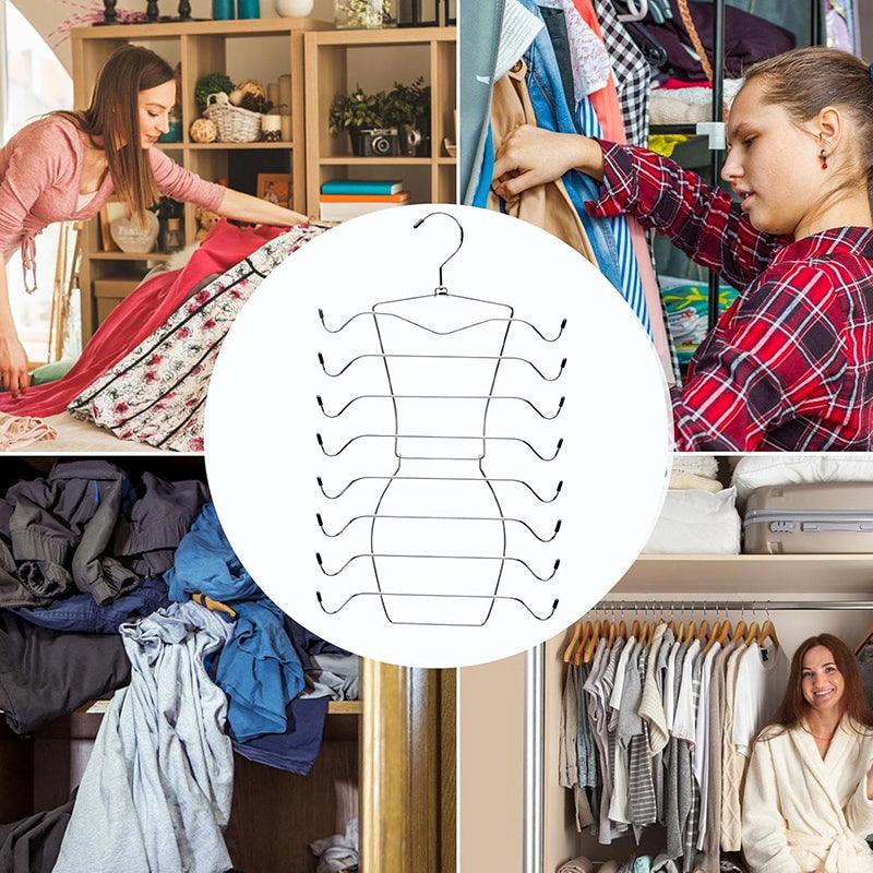 Clothing & Wardrobe Storage: 2pcs 8 Tier Metal Clothes Hanger Underwear Storage Organizer Stainless Steel