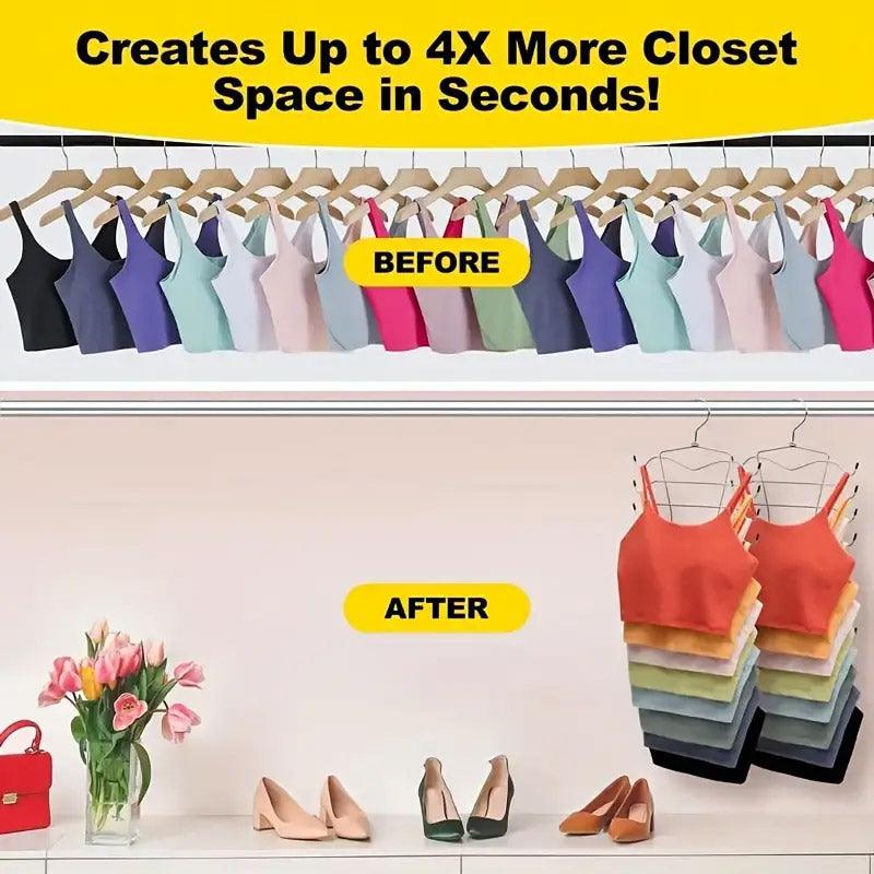 Clothing & Wardrobe Storage: 2pcs 8 Tier Metal Clothes Hanger Underwear Storage Organizer Stainless Steel