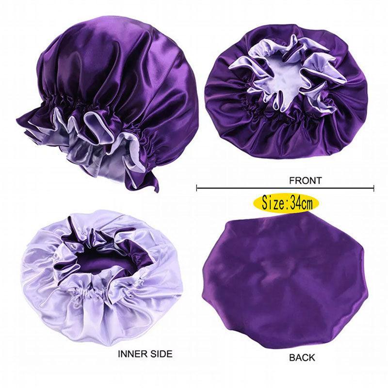 Women's Sleepwear: Womens Satin Sleep Cap Bonnet Elastic Wide Band Hair Sleeping Hat - Red