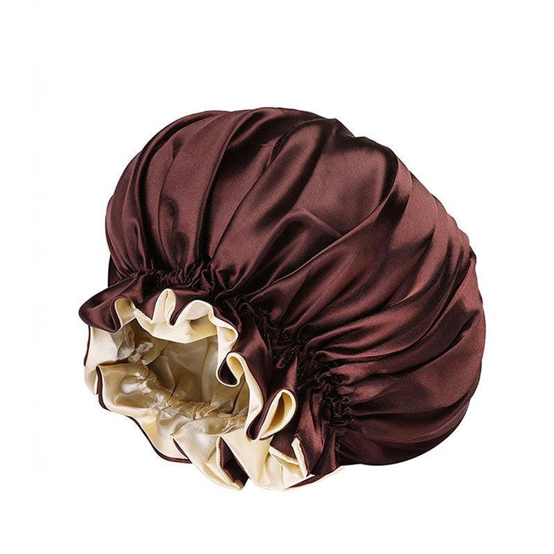 Women's Sleepwear: Womens Satin Sleep Cap Bonnet Elastic Wide Band Hair Sleeping Hat - Red