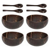 Cutlery: 4Sets Natural Coconut Shell Bowls Tableware for Rice Dessert Salad