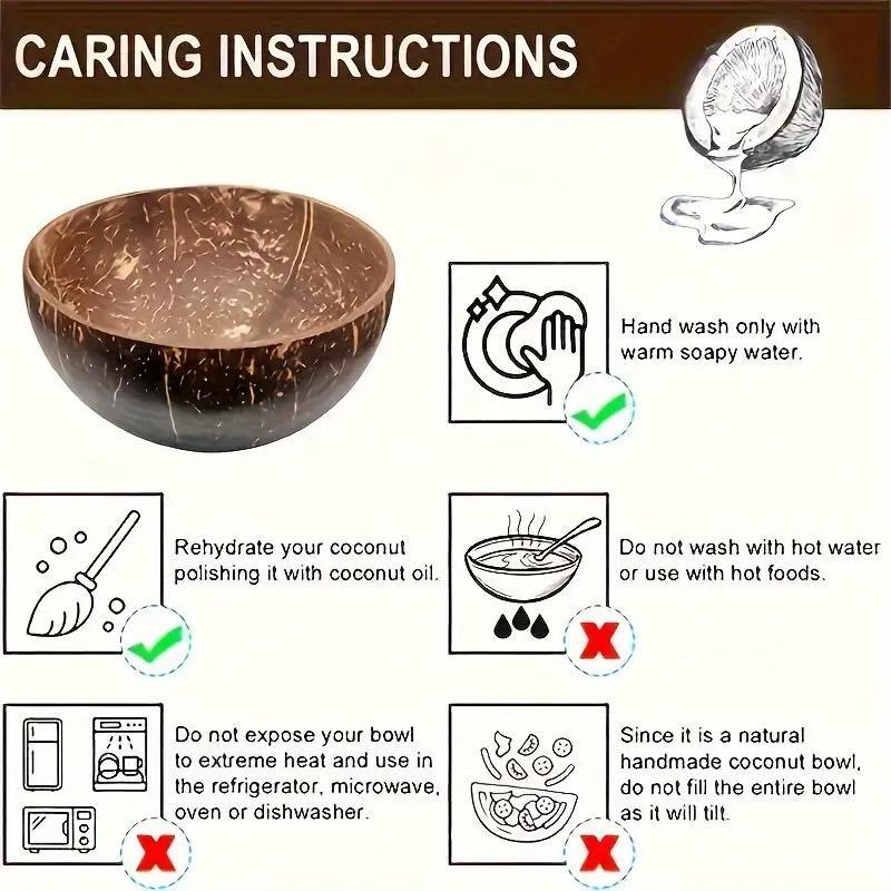 Cutlery: 4Sets Natural Coconut Shell Bowls Tableware for Rice Dessert Salad