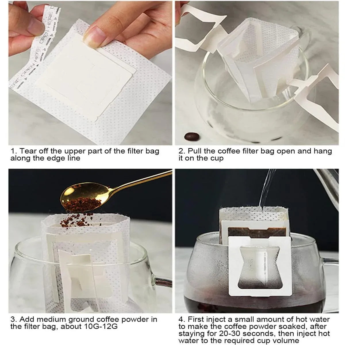 100pcs Hanging Ear Coffee Filter Hand Brew Drip Bag Disposable Coffee Filter
