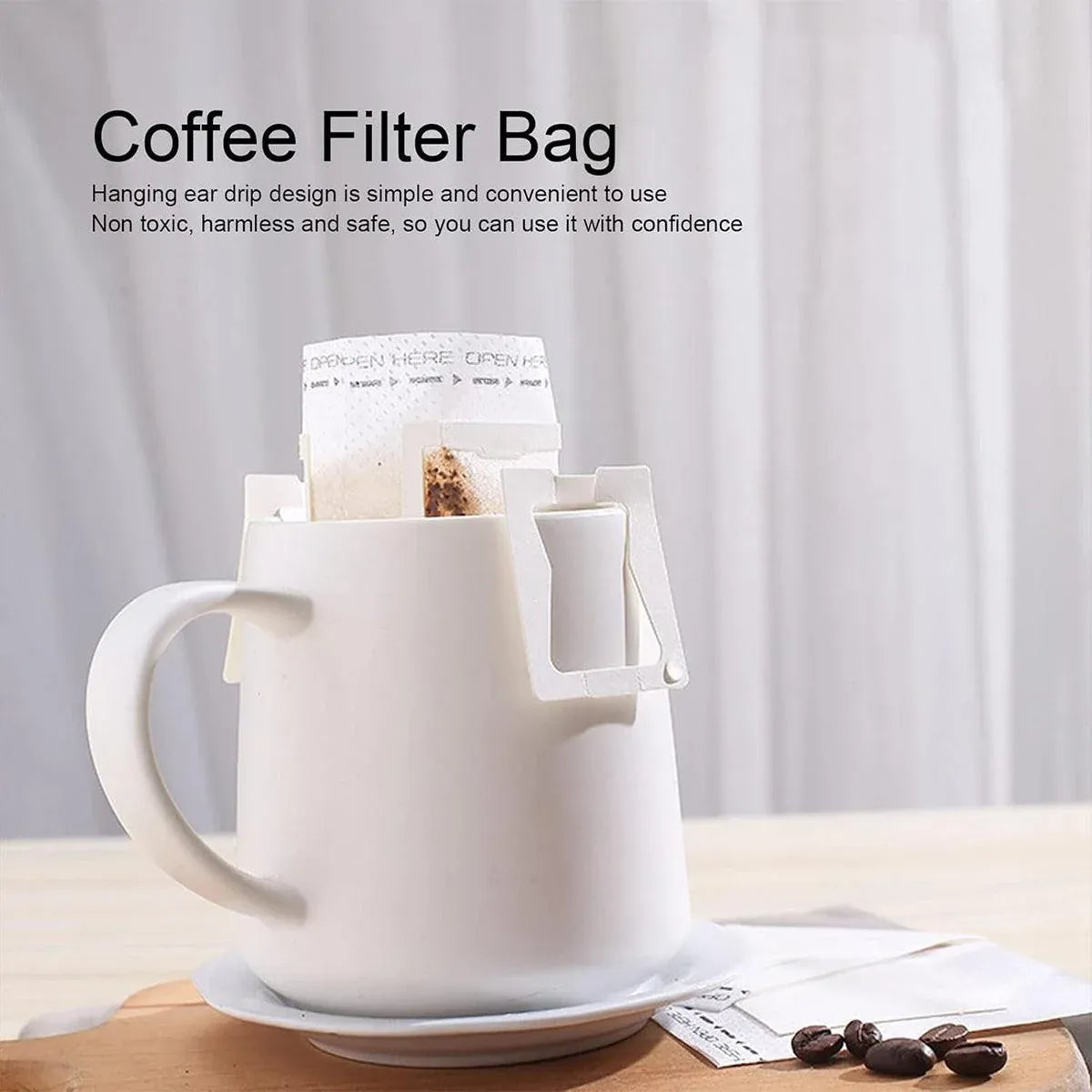 100pcs Hanging Ear Coffee Filter Hand Brew Drip Bag Disposable Coffee Filter