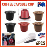 Drinkware: 6Pcs For Nespresso Maker Machine Reusable Filter Coffee Capsule Pods