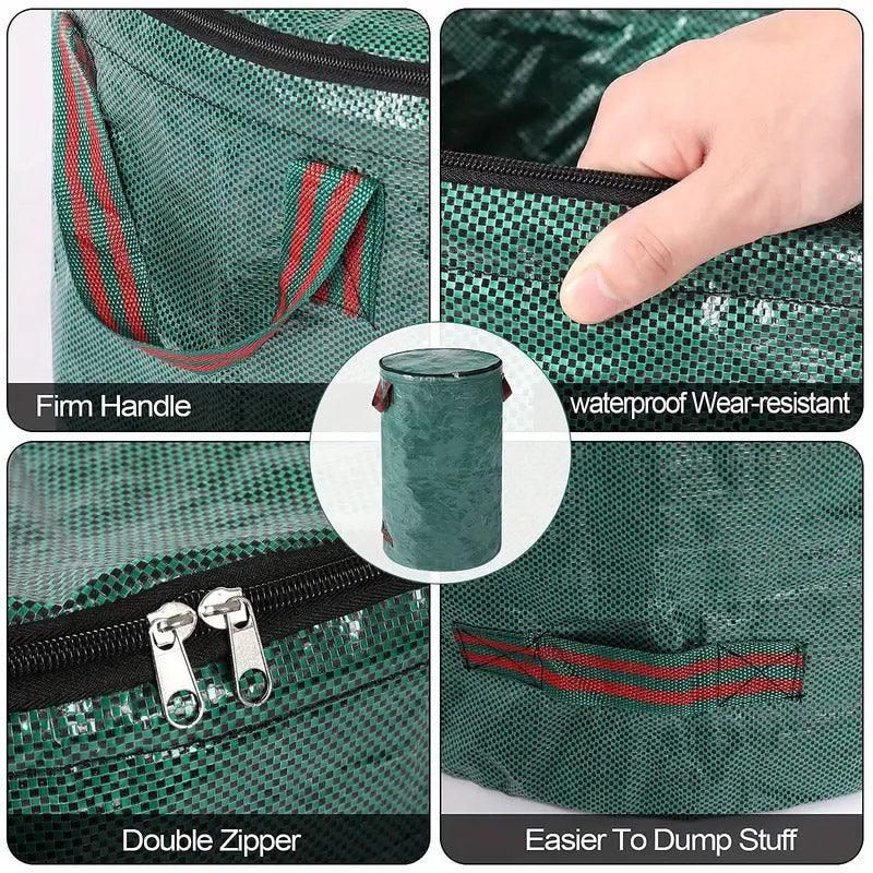 Green Garden Waste Bags with Lids 76 x 67 cm - 3 Pieces