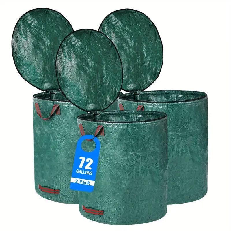 Green Garden Waste Bags with Lids 76 x 67 cm - 3 Pieces