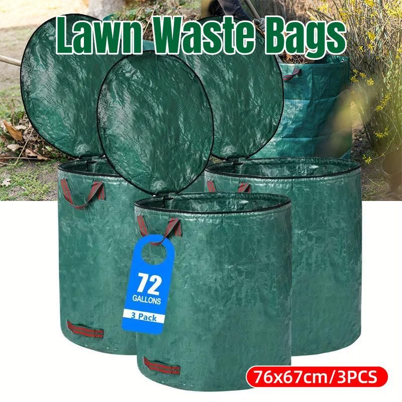 Green Garden Waste Bags with Lids 76 x 67 cm - 3 Pieces