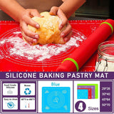 Bakeware & Accessories: Blue Reusable Non-Stick Silicone Rolling Dough Mat Cake Pastry Baking Fondant Sheet - 40*30cm