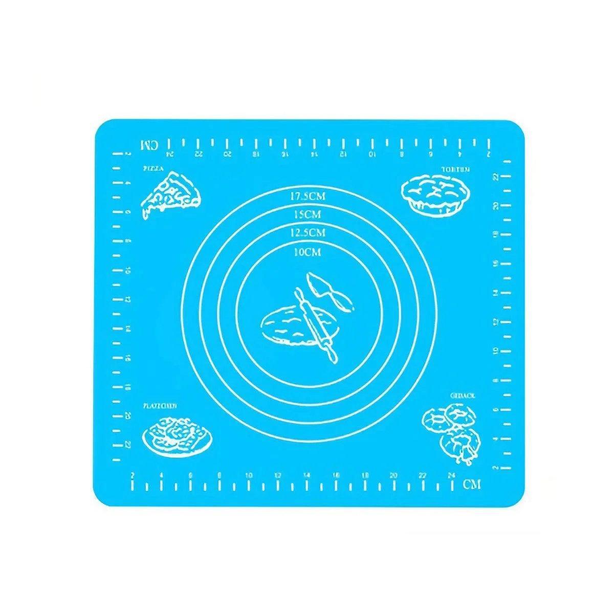 Bakeware & Accessories: Blue Reusable Non-Stick Silicone Rolling Dough Mat Cake Pastry Baking Fondant Sheet - 40*30cm