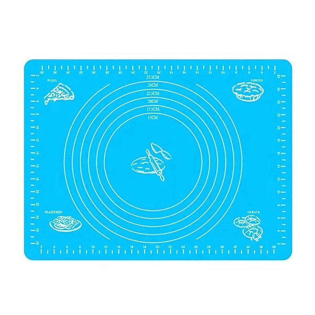 Bakeware & Accessories: Blue Reusable Non-Stick Silicone Rolling Dough Mat Cake Pastry Baking Fondant Sheet - 40*30cm
