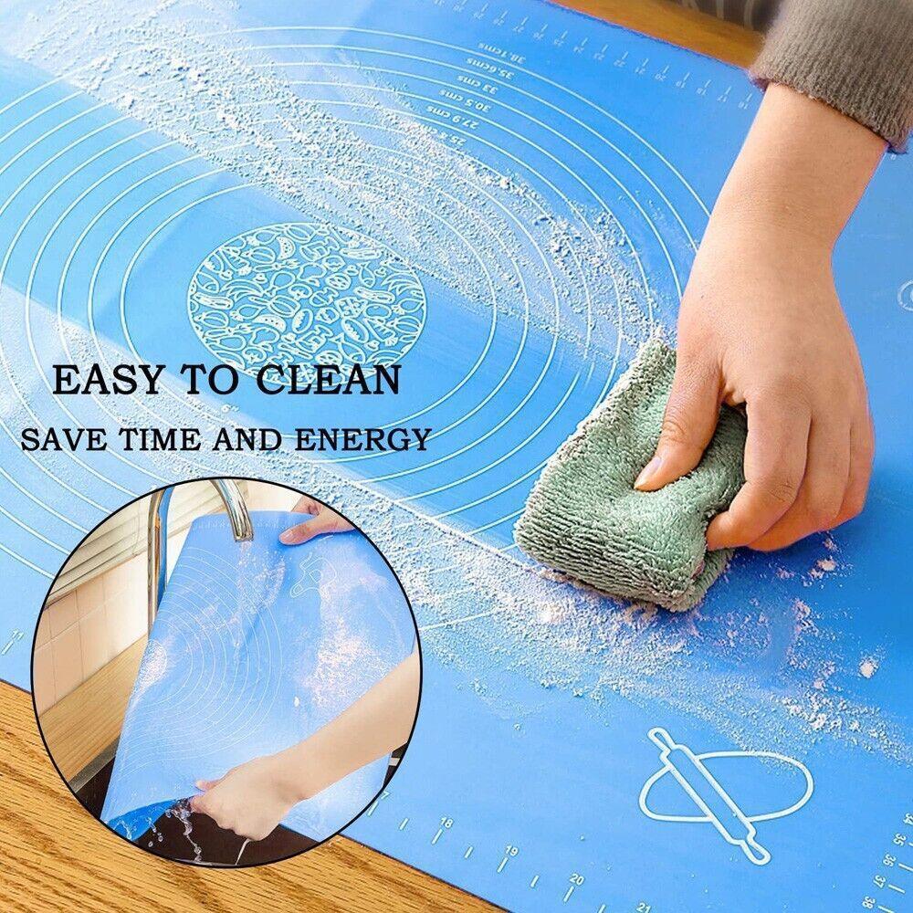Bakeware & Accessories: Blue Reusable Non-Stick Silicone Rolling Dough Mat Cake Pastry Baking Fondant Sheet - 64*45cm