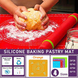 Bakeware & Accessories: Orange Reusable Non-Stick Silicone Rolling Dough Mat Cake Pastry Baking Fondant Sheet - 40*30cm
