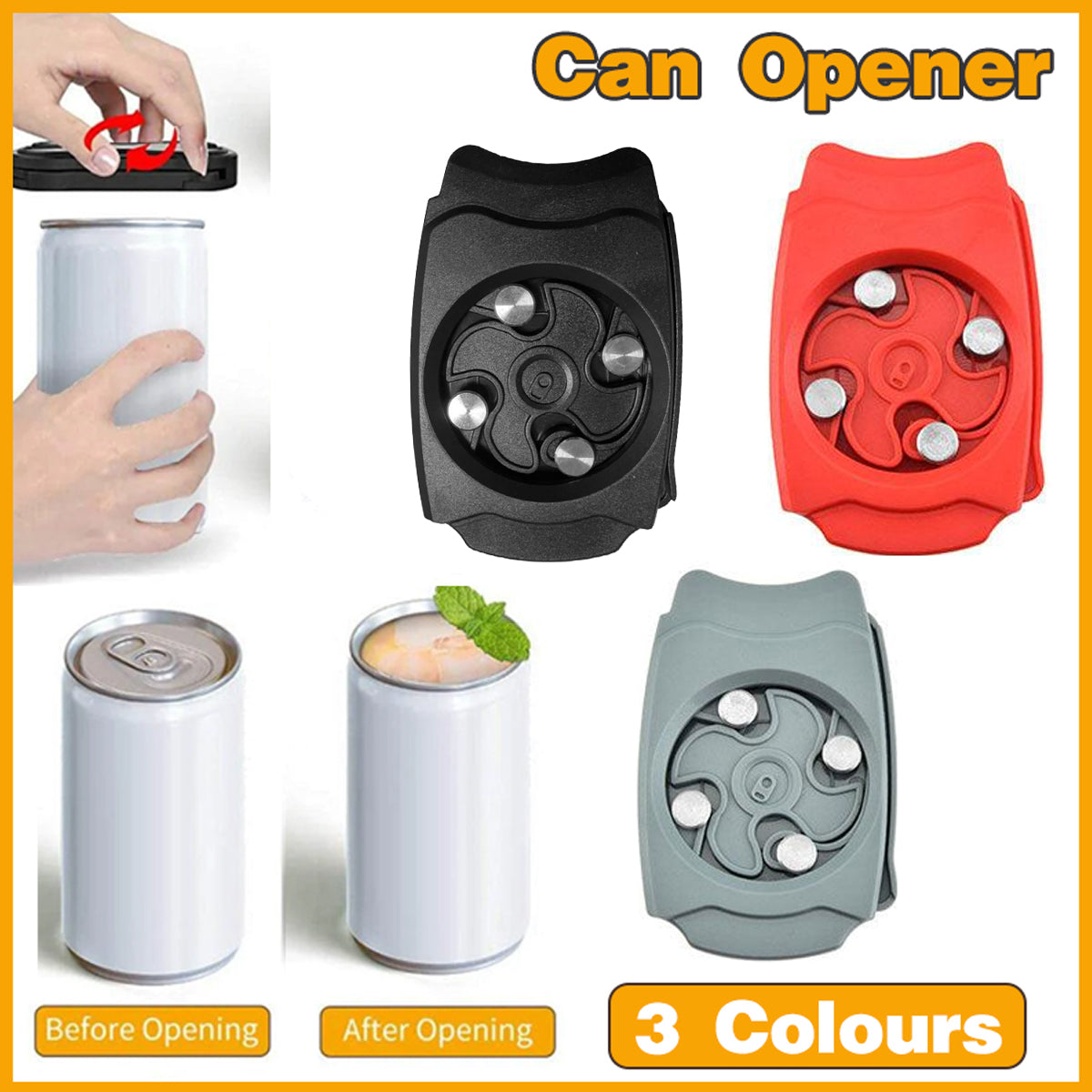 Kitchen Utensils: Topless Can Opener Manual Kitchen Tool for Beer Soda and Tin Bottles - Red