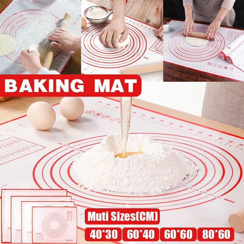 Bakeware & Accessories: Non-Stick Silicone Baking Mat Rolling Cake Dough Scale Pastry Clay Fondant Sheet - Red 60*40cm