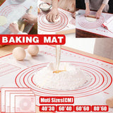Bakeware & Accessories: Non-Stick Silicone Baking Mat Rolling Cake Dough Scale Pastry Clay Fondant Sheet - Red 60*40cm