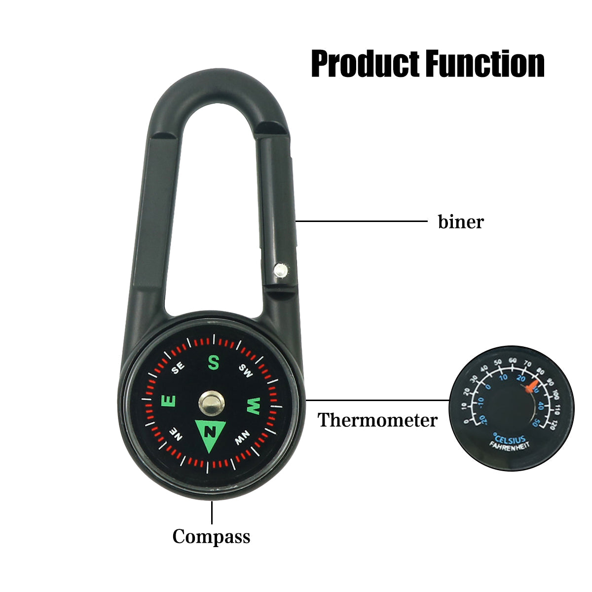 Camping Appliances: Compass Double Sided Portable Hiking Climbing Guide with Buckle Outdoor
