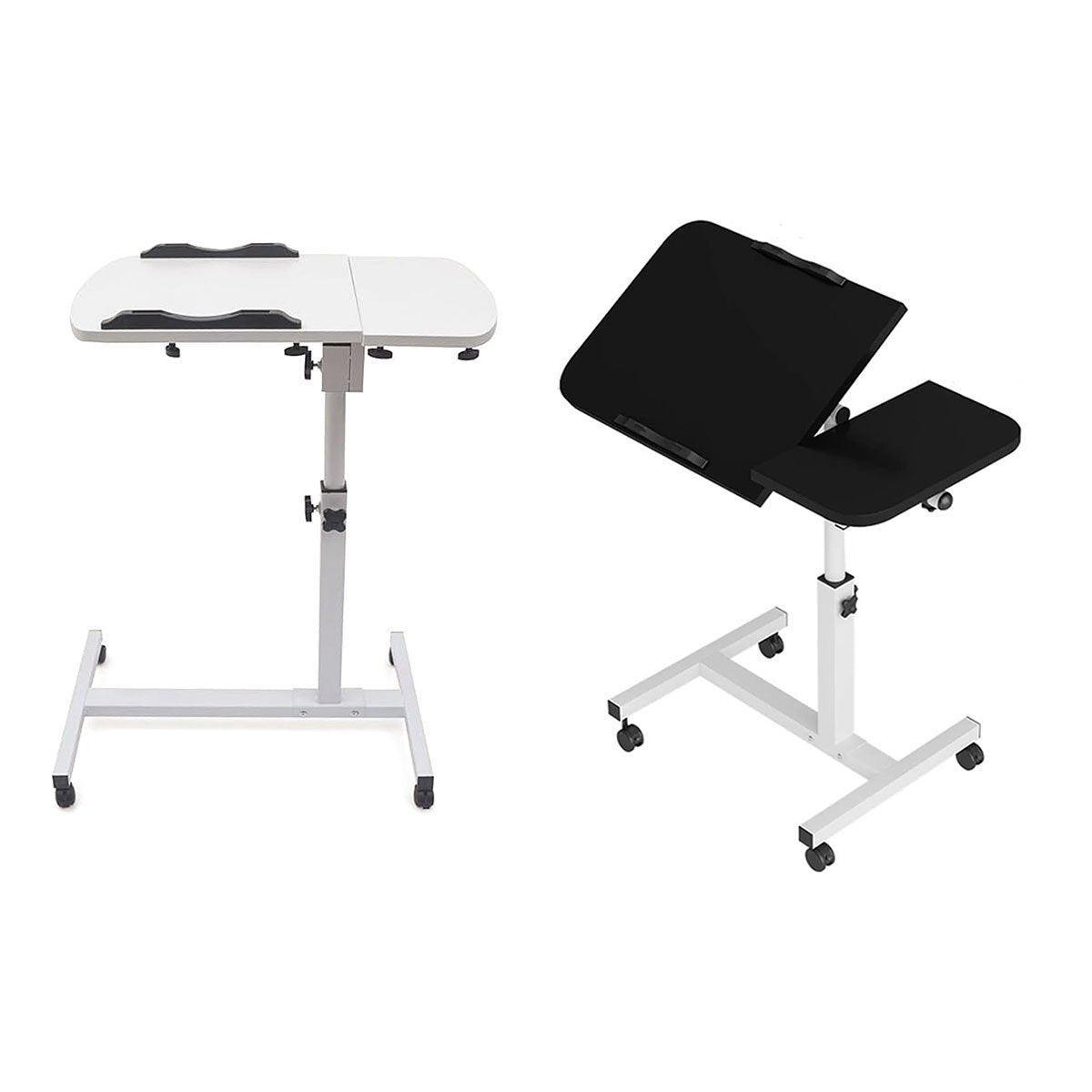 Laptop Stands: Adjustable Folding Computer Desk Stand Floor-Standing Movable Bedside Table - White