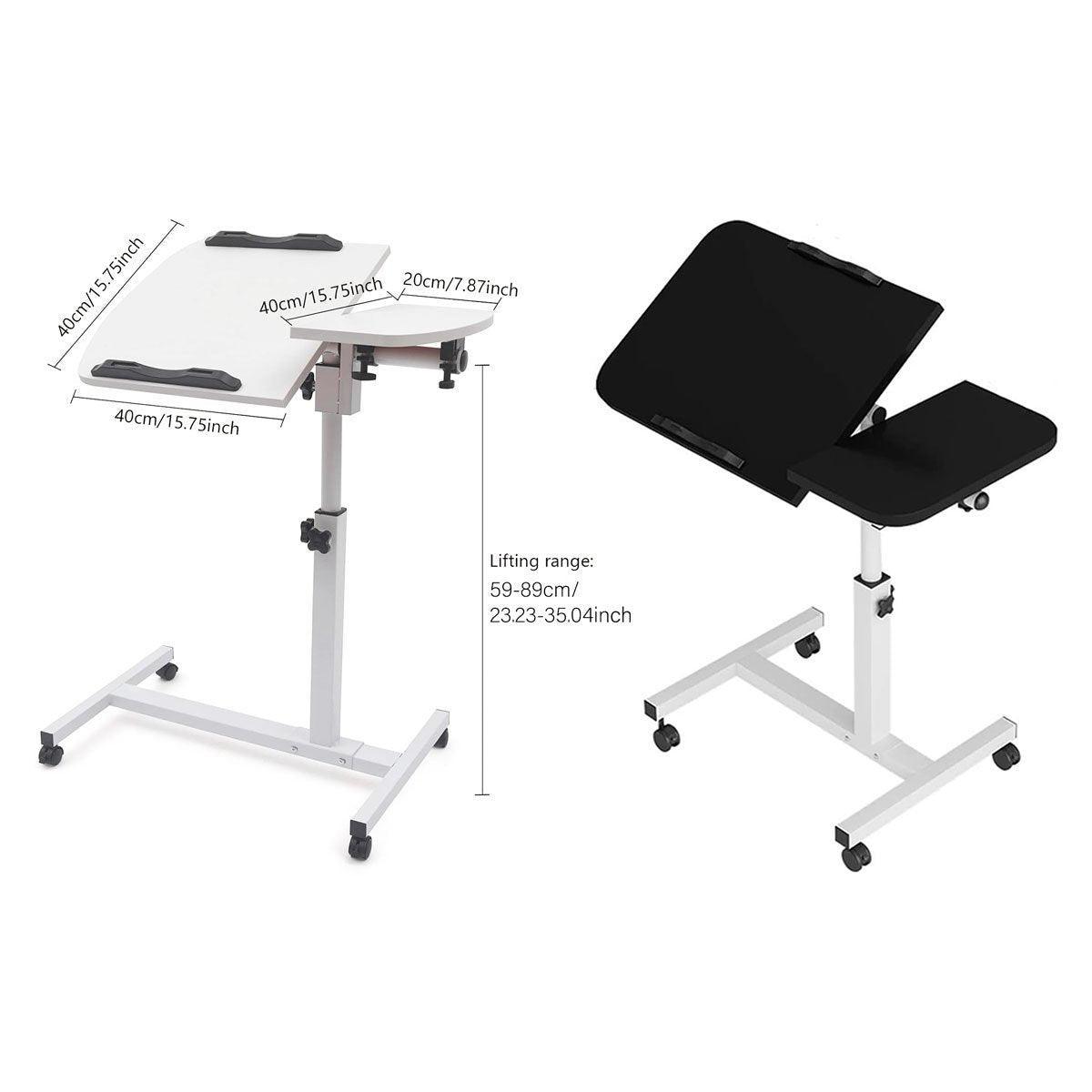 Laptop Stands: Adjustable Folding Computer Desk Stand Floor-Standing Movable Bedside Table - White