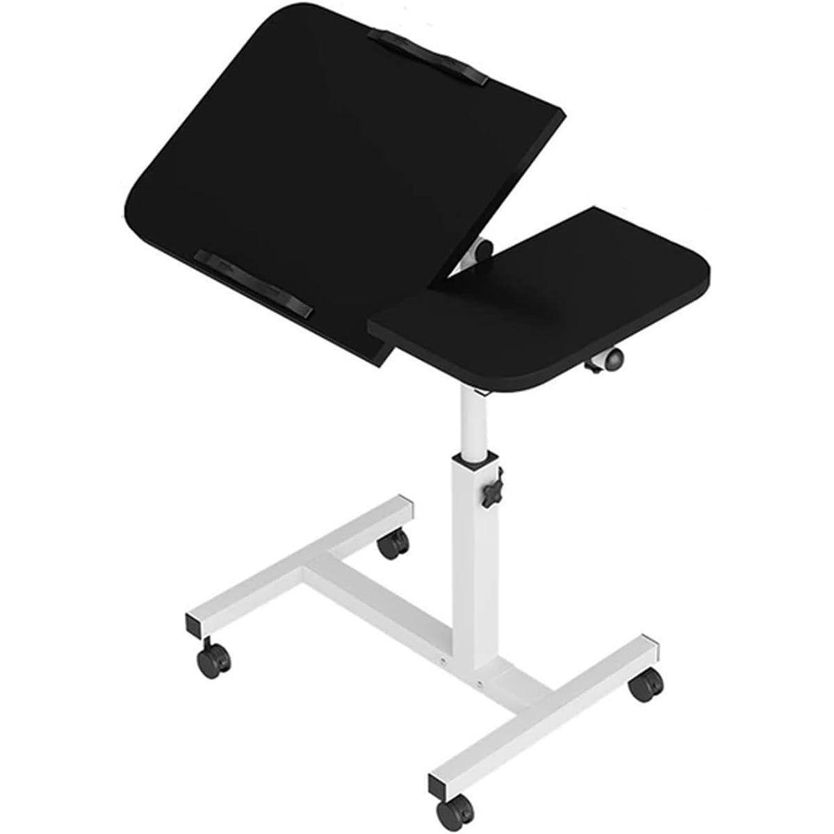 Laptop Stands: Adjustable Folding Computer Desk Stand Floor-Standing Movable Bedside Table - White