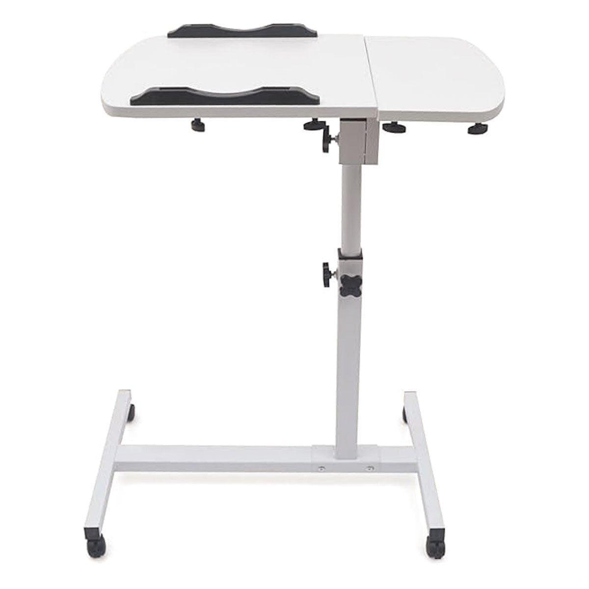 Laptop Stands: Adjustable Folding Computer Desk Stand Floor-Standing Movable Bedside Table - White