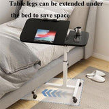 Adjustable Folding Computer Desk Stand Floor-Standing Movable Bedside Table - Black