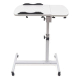 Adjustable Folding Computer Desk Stand Floor-Standing Movable Bedside Table - Black