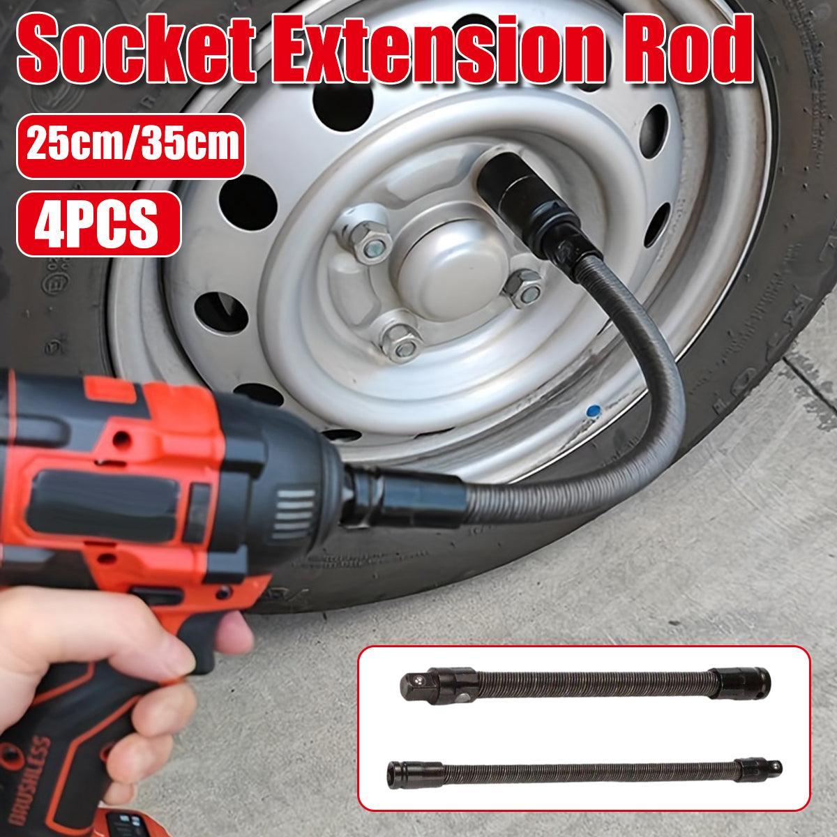 Hand Tools: 4pcs Electric Wrench Flexible Shaft Coupling Rod Spring Sleeve Universal Tool - 35cm