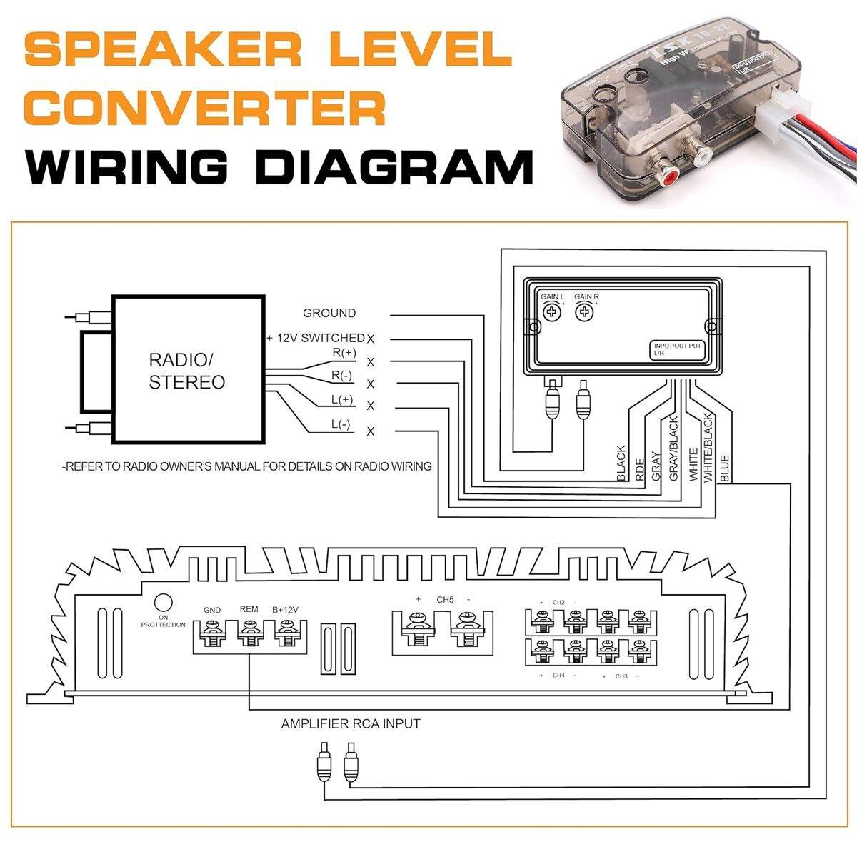Automotive Parts: Car High to Low Frequency Converter Auto Stereo Line Speaker Level Adapter TD22