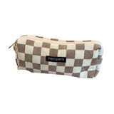 Cosmetic & Toiletry Bags: Large Capacity Pencil Case Organiser Bag Stationery Holder School Travel Pouch - Green Beige Plaid