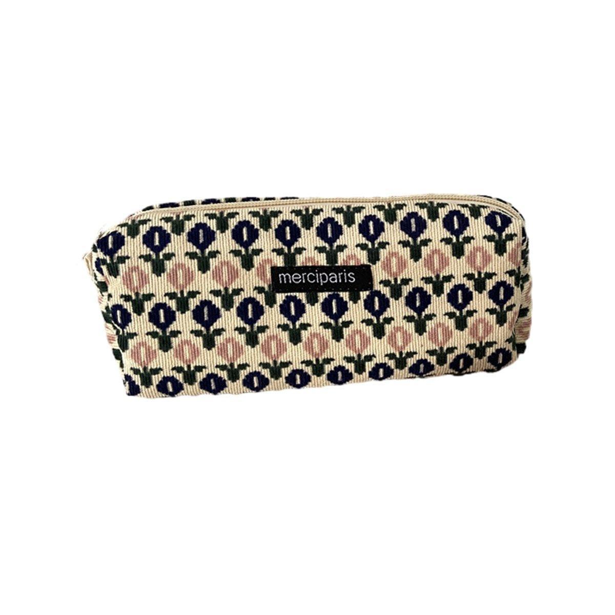 Cosmetic & Toiletry Bags: Large Capacity Pencil Case Organiser Bag Stationery Holder School Travel Pouch - Green Beige Plaid