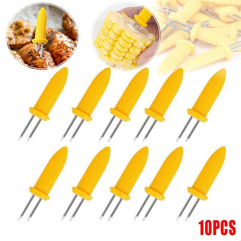 BBQ Tools: BBQ Corn Holders Set of 10 Reusable Stainless Steel Skewers for Kitchen and Grill