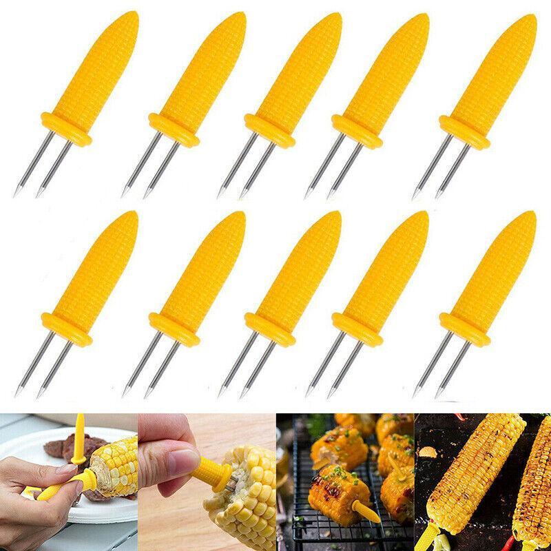 BBQ Tools: BBQ Corn Holders Set of 10 Reusable Stainless Steel Skewers for Kitchen and Grill