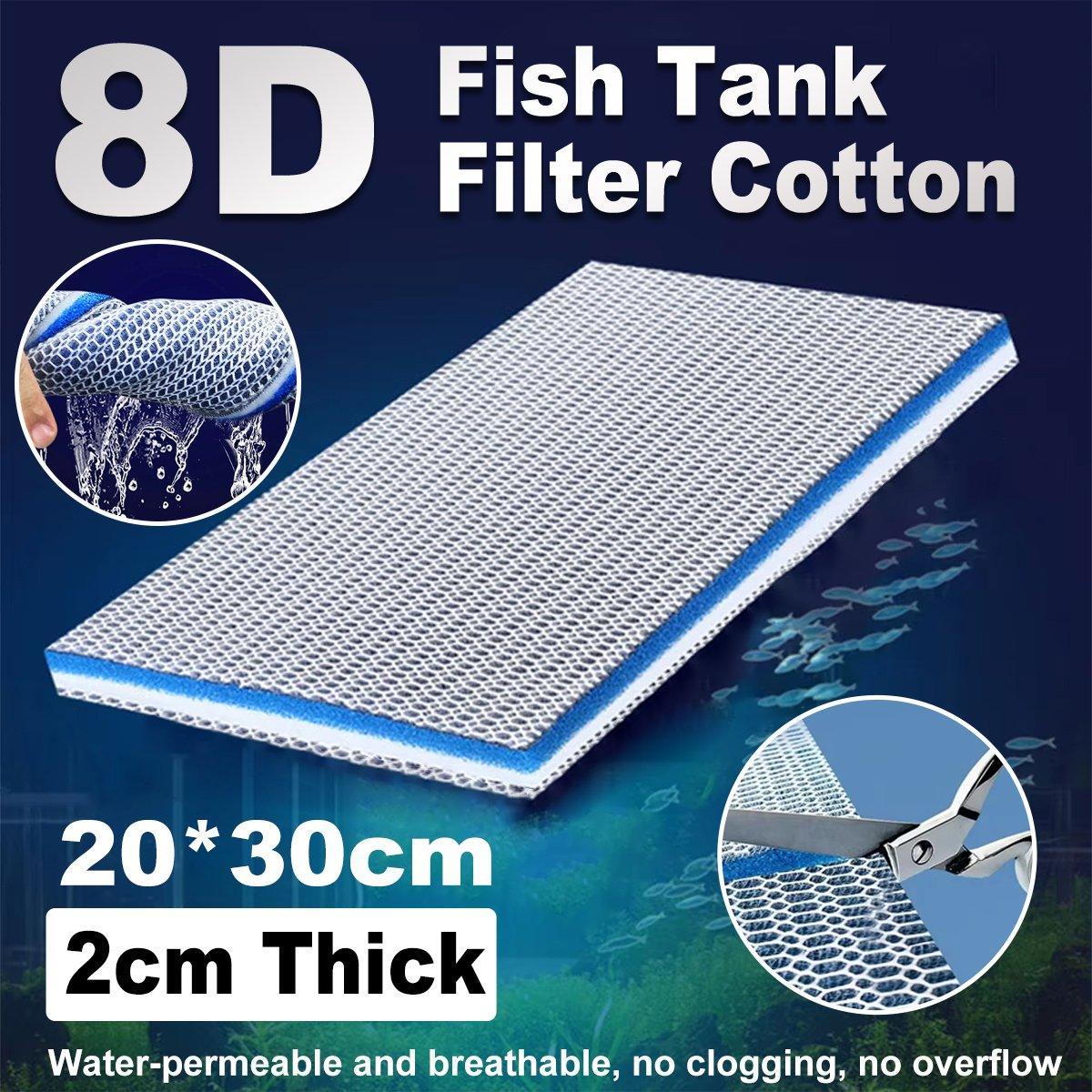 Aquarium Filters & Pumps: Aquarium 8D Filter Cotton Fish Tank Water Purification Sponge Material Pad