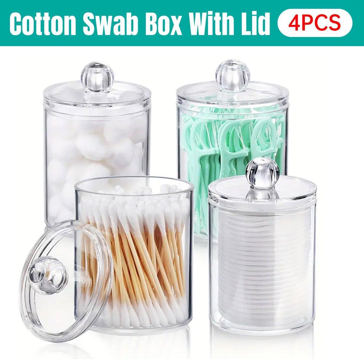 Pet Grooming Supplies: 4PCS Transparent Cotton Swabs Makeup Remover Pad Storage Box Household Organizer