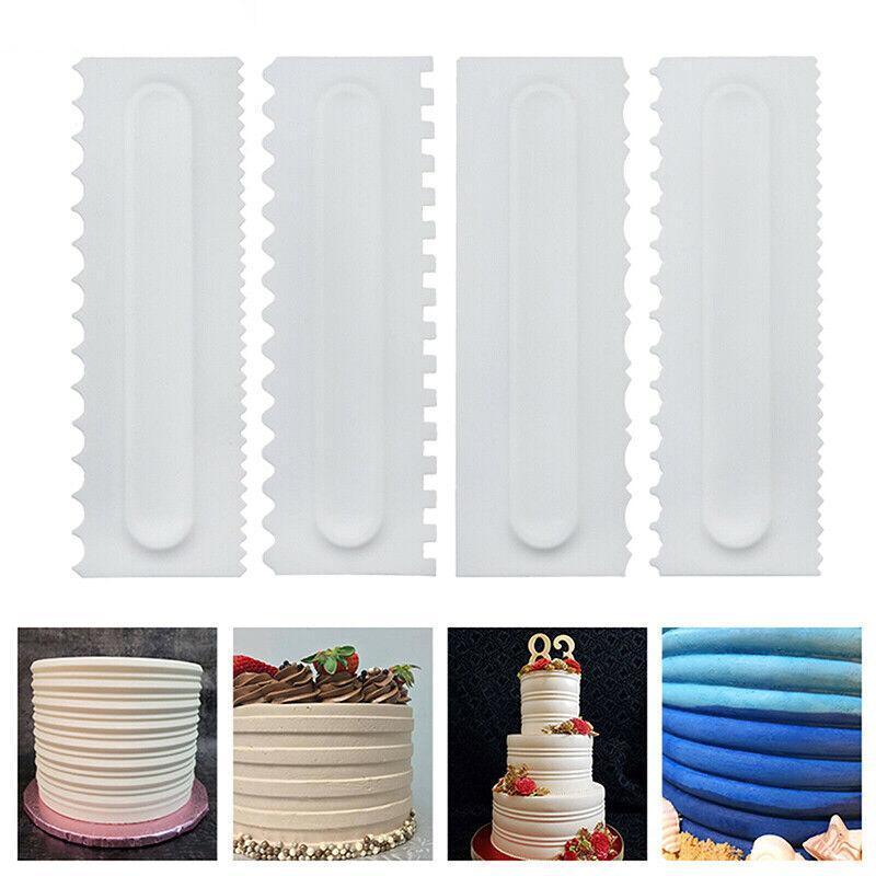 Bakeware & Accessories: 4Pcs Cake Decorating Icing Smoother Edge Frosting Scraper Comb Pastry Spatulas