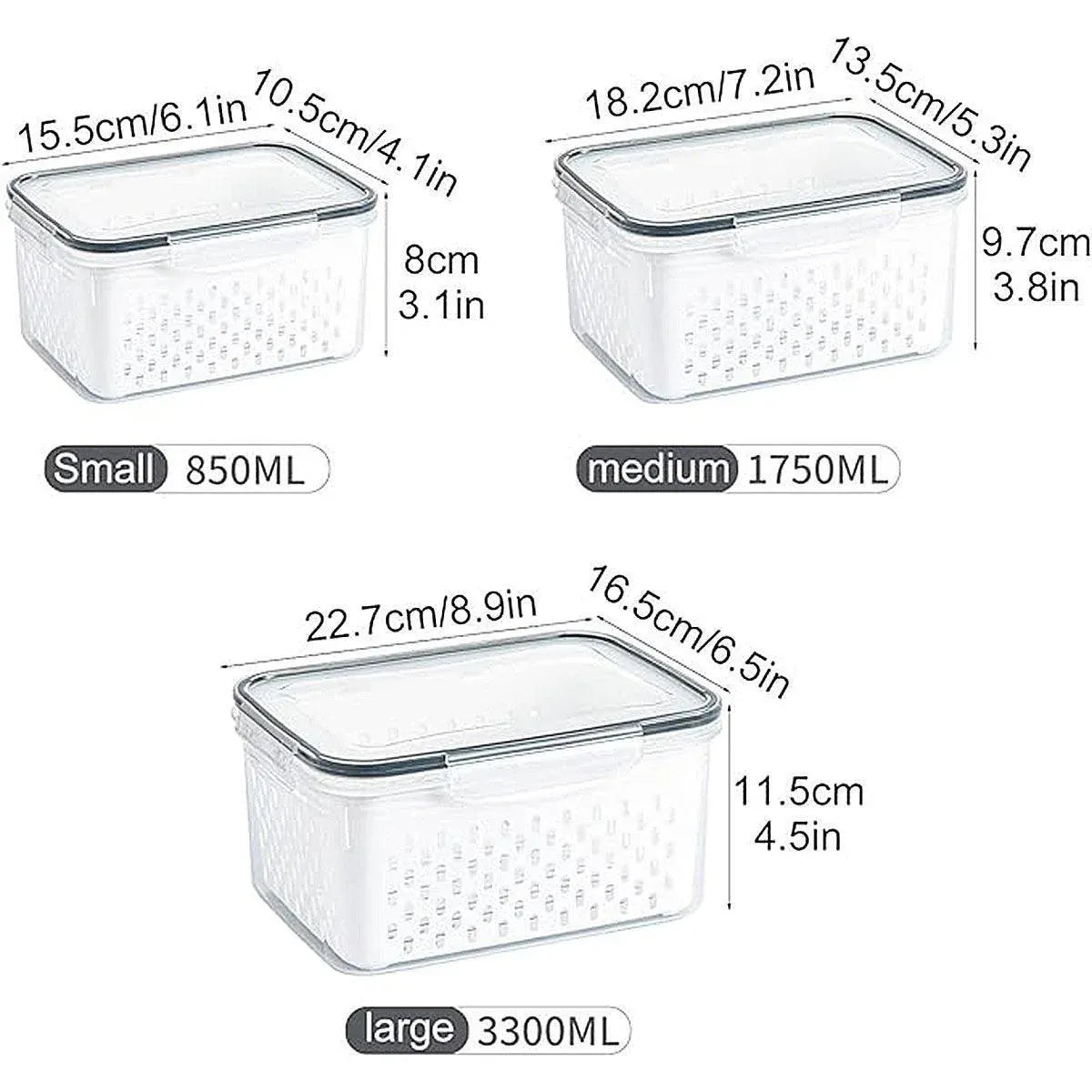 3PCS Food Storage Container Set Fridge Microwave Plastic Safe Fresh Keeping Box