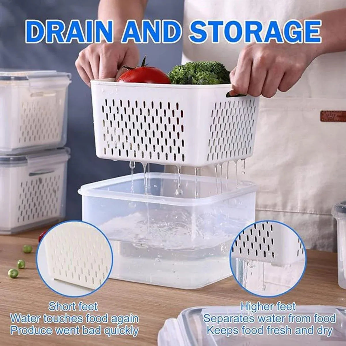 3PCS Food Storage Container Set Fridge Microwave Plastic Safe Fresh Keeping Box
