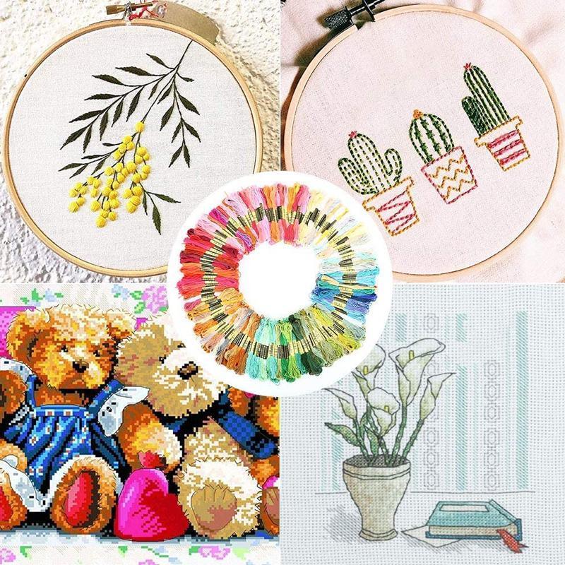 Arts & Crafts: 50/100 Colours Colourful Egyptian Cross Stitch Cotton Embroidery Threads - 50PCS (50 Colours)