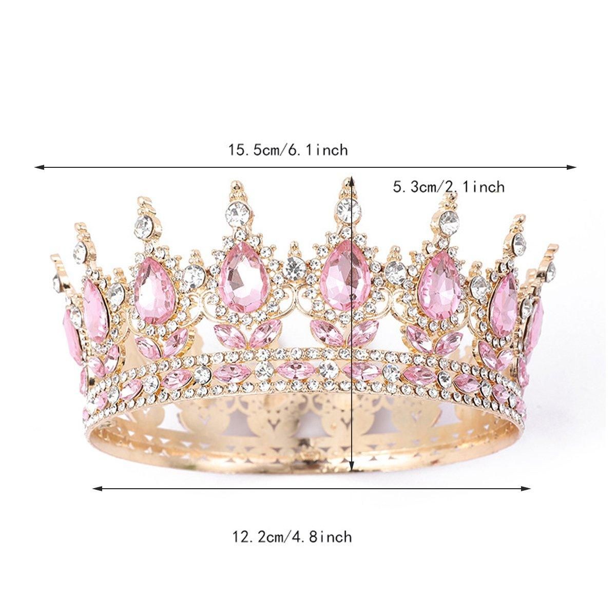 Pink Tiara Crown for Bride Wedding Birthday Bar Mitzvah Party Accessories