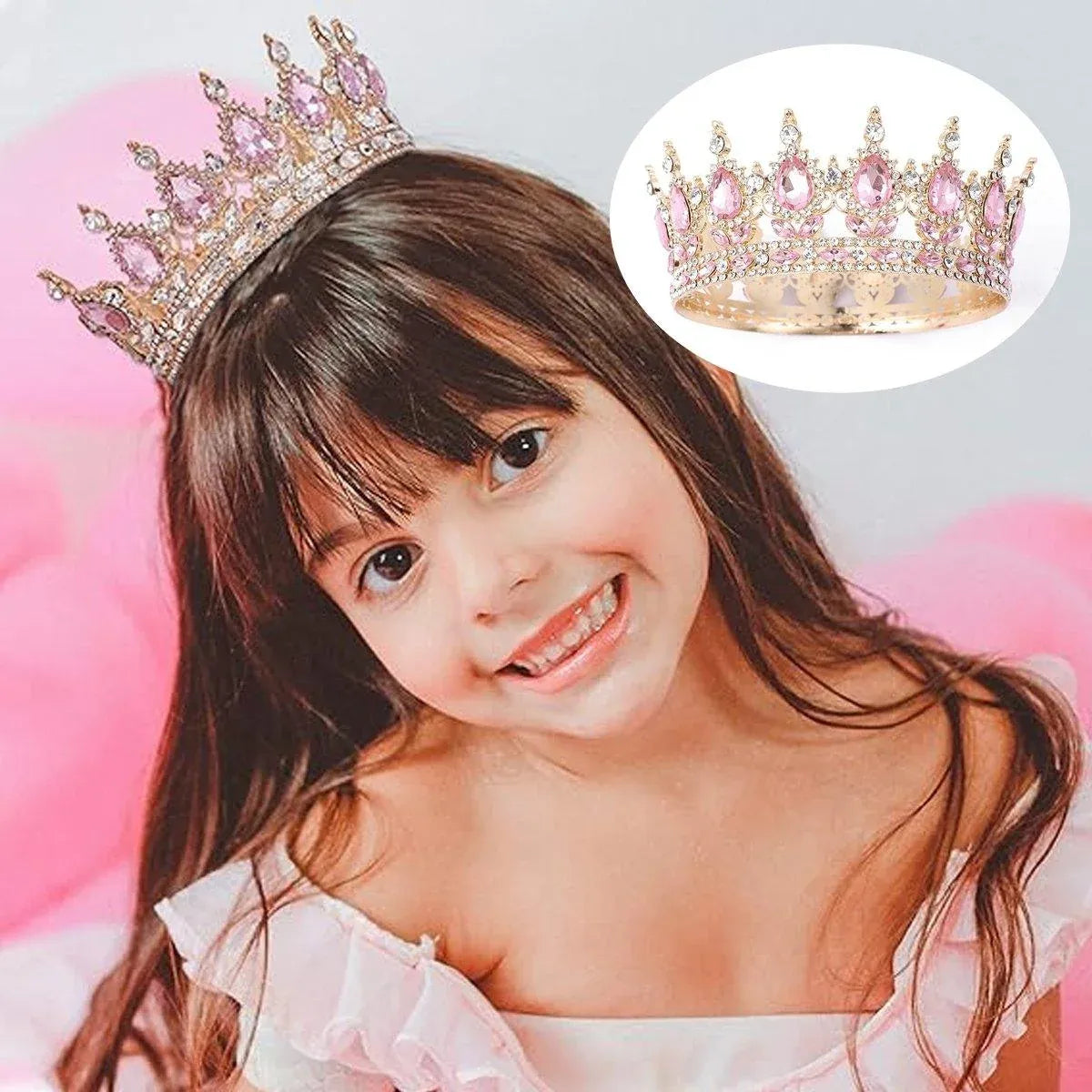 Pink Tiara Crown for Bride Wedding Birthday Bar Mitzvah Party Accessories