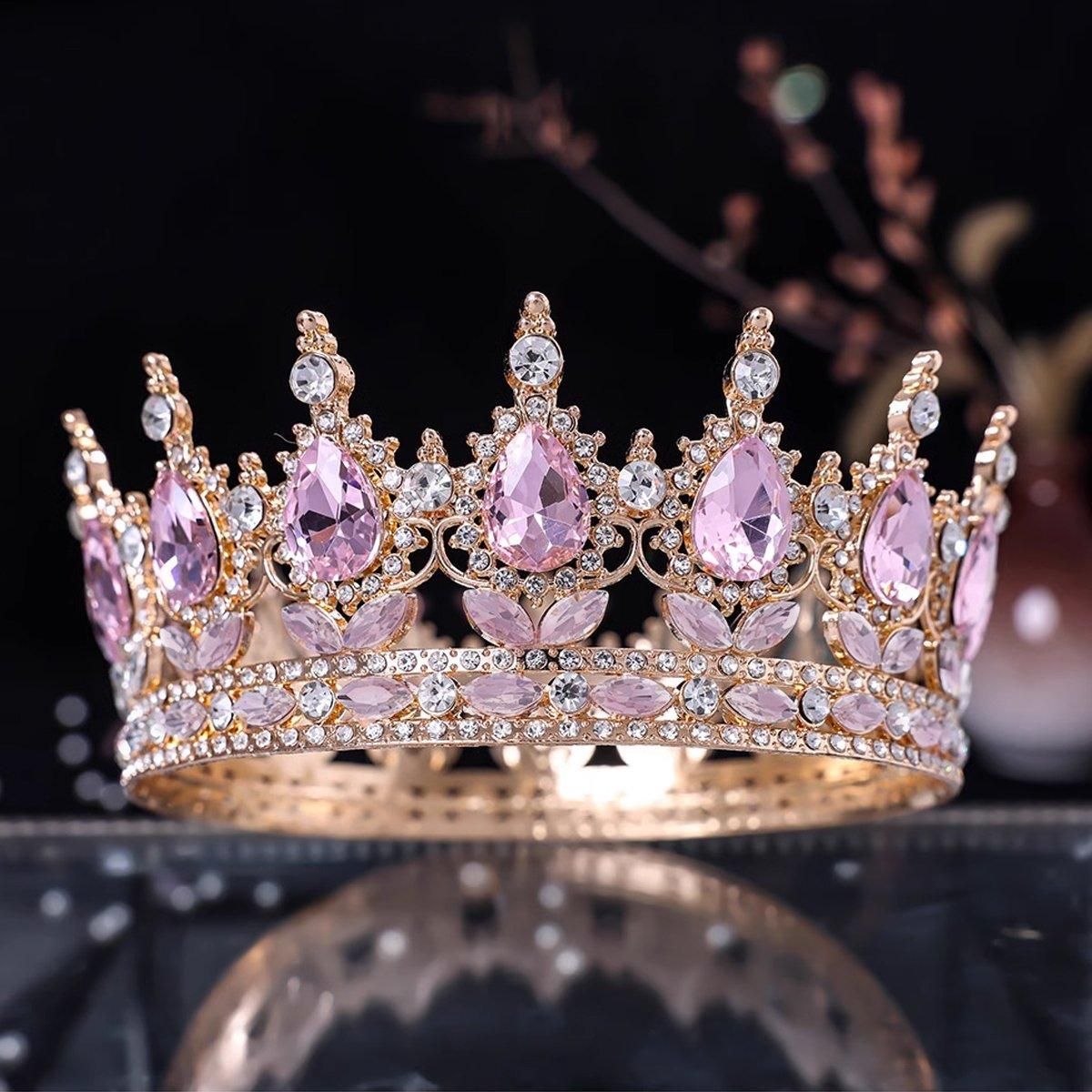 Pink Tiara Crown for Bride Wedding Birthday Bar Mitzvah Party Accessories