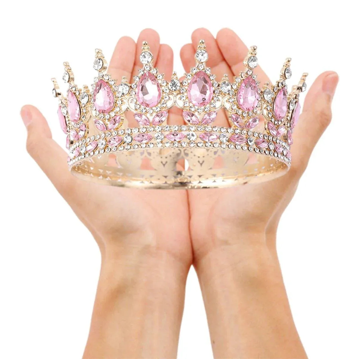 Pink Tiara Crown for Bride Wedding Birthday Bar Mitzvah Party Accessories